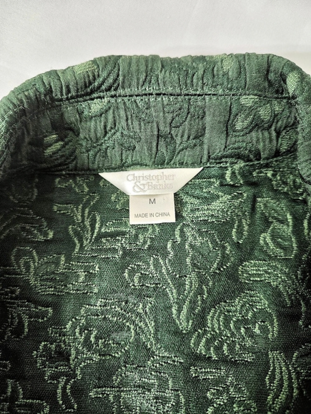 Vintage Christopher & Banks Forest Green Floral Vest Size M - Picture 6 of 11
